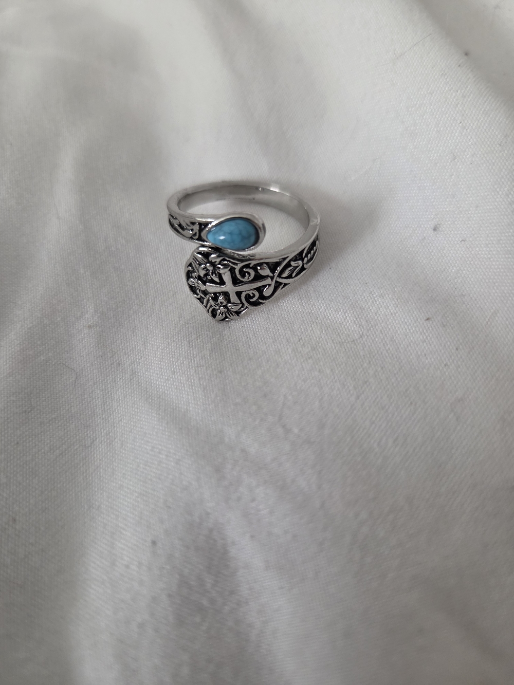 Turquois Sterling Silver Cross Ring Size 7